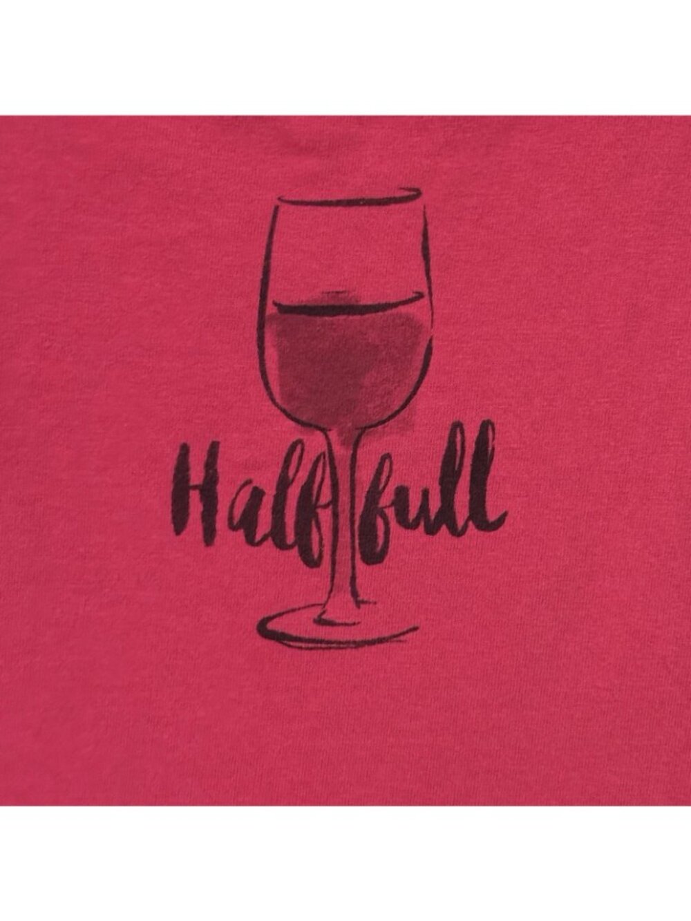 Life Is Good Women’s T-Shirt Medium Short Sleeve Wine Glass Half Full Fuchsia - Picture 5 of 7